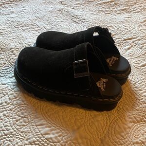 Dr. Martens Black Suede Mules